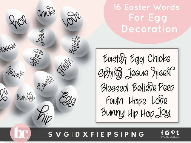 Easter Words Bundle For Egg Decoration | Easter Cut Files SVG TheBlackCatPrints 