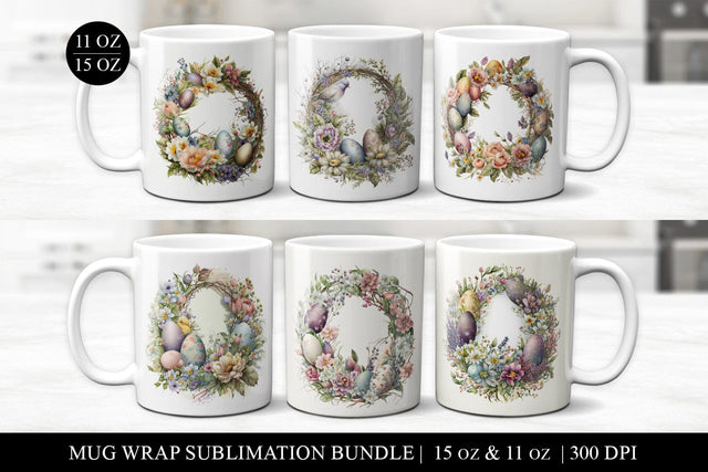 Easter Wreath Mug Sublimation Bundle | 6 Premium Designs Sublimation BijouBay 