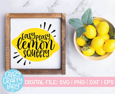 Easy Peasy Lemon Squeezy | Summer SVG Cut File SVG Crazy Crafty Lady Co. 