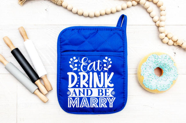 Eat drink and be marry , Christmas pot Holder Design SVG DESIGNISTIC 