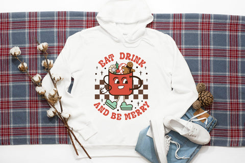 Eat Drink and Be Merry, Retro Christmas PNG Sublimation CraftLabSVG 