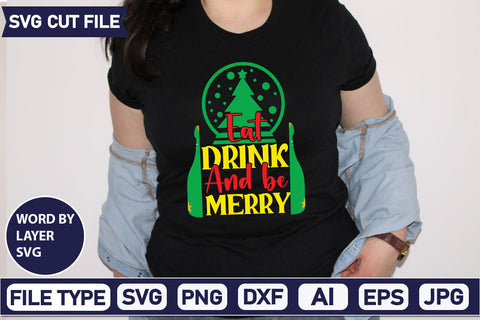 Eat Drink And Be Merry SVG Cut File SVGs quotes-and-sayings food-drink mini-bundles print-cut on-sale Clipart Clip Art Sublimation or Vinyl Shirt Design SVG DesignPlante 503 