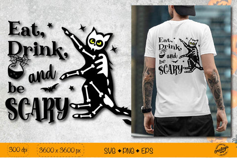 Eat drink and be scary| Creepy cat SVG| Halloween quote for t shirt SVG Createya Design 
