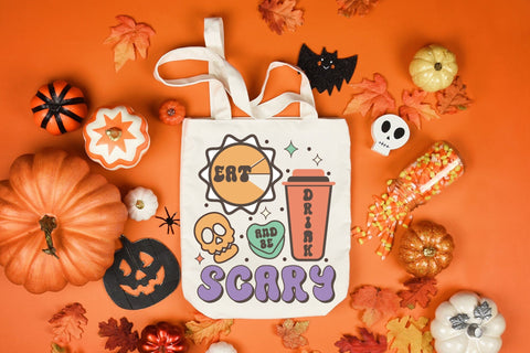 Eat Drink and Be Scary | Retro Halloween PNG Sublimation CraftLabSVG 