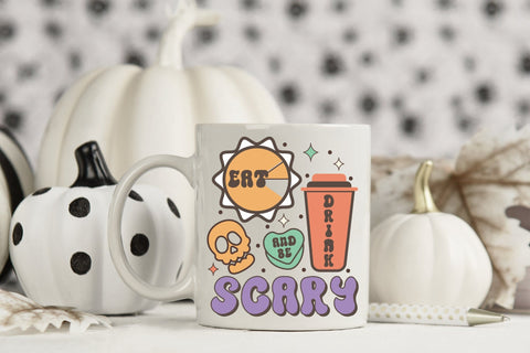 Eat Drink and Be Scary | Retro Halloween PNG Sublimation CraftLabSVG 