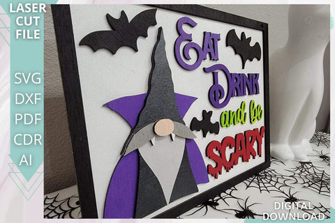 Eat drink and be Scary sign svg file, Vampire Gnome svg file, Glowforge laser cut svg SVG Trendy Designs Online 