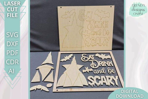 Eat drink and be Scary sign svg file, Vampire Gnome svg file, Glowforge laser cut svg SVG Trendy Designs Online 