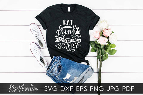 Eat Drink And Be Scary SVG file for cutting machines - Cricut Silhouette, Sublimation Design SVG Halloween cutting file SVG RoseMartiniDesigns 