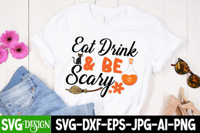 Eat Drink & be Scary SVG Cut File, Eat Drink & be Scary SVG Design, Eat Drink & be Scary SVG Quotes SVG BlackCatsMedia 