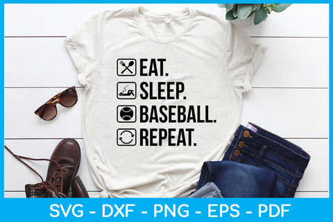 Eat Sleep Baseball Repeat Hobby SVG PNG PDF Cut File SVG Creativedesigntee 