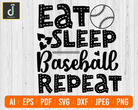 Eat Sleep Baseball Repeat svg | Baseball SVG | Baseball Player svg SVG Alihossainbd 
