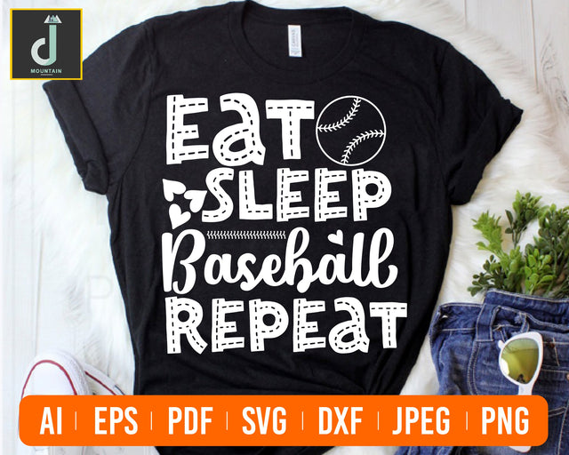 Eat Sleep Baseball Repeat svg | Baseball SVG | Baseball Player svg SVG Alihossainbd 