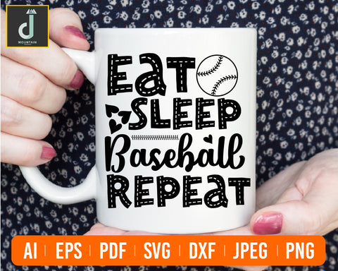 Eat Sleep Baseball Repeat svg | Baseball SVG | Baseball Player svg SVG Alihossainbd 
