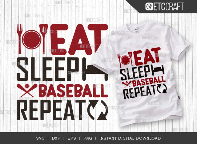 Eat Sleep Baseball Repeat SVG Cut File, Baseball Svg, Sports Svg, Baseball Quotes, Baseball Cutting File, TG 01880 SVG ETC Craft 