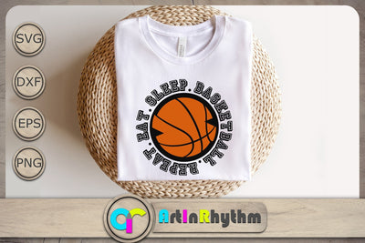 Eat Sleep Basketball Repeat Svg, Basketball Svg, Basketball Shirt Design, Sports Svg SVG Artinrhythm shop 