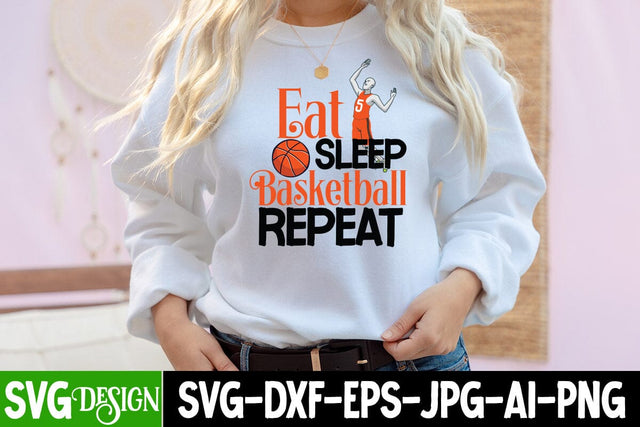 Eat Sleep Basketball Repeat SVG Cut File, Eat Sleep Basketball Repeat Sublimation PNG SVG BlackCatsMedia 
