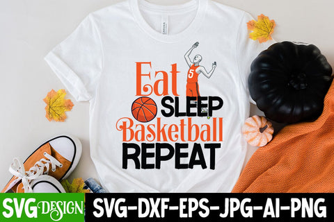 Eat Sleep Basketball Repeat SVG Cut File, Eat Sleep Basketball Repeat Sublimation PNG SVG BlackCatsMedia 