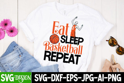 Eat Sleep Basketball Repeat SVG Cut File, Eat Sleep Basketball Repeat Sublimation PNG SVG BlackCatsMedia 