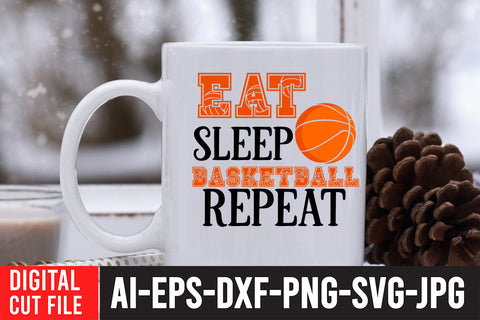 Eat Sleep Basketball Repeat SVG Design , Basketball SVG Bundle SVG BlackCatsMedia 