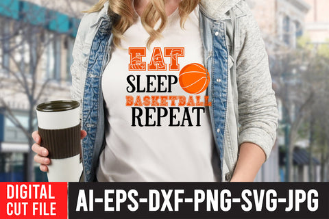 Eat Sleep Basketball Repeat SVG Design , Basketball SVG Bundle SVG BlackCatsMedia 