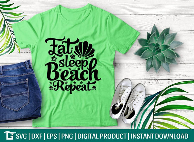 Eat Sleep Beach Repeat Svg Cut File, Eat Sleep Beach Svg, Beach Repeat Svg, Repeat Svg, Tshirt Design, SVG ETC Craft 