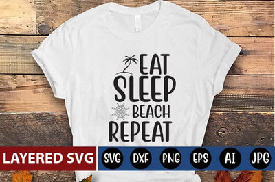 Eat Sleep Beach Repeat SVG Cut File SVG Blessedprint 