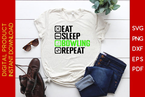 Eat Sleep Bowling Repeat SVG PNG PDF Cut File SVG Creativedesigntee 