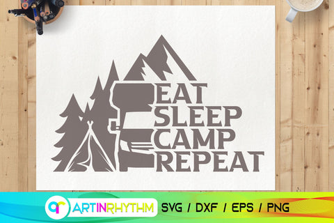 Eat Sleep Camp Repeat, Camping Van life svg SVG Artinrhythm shop 