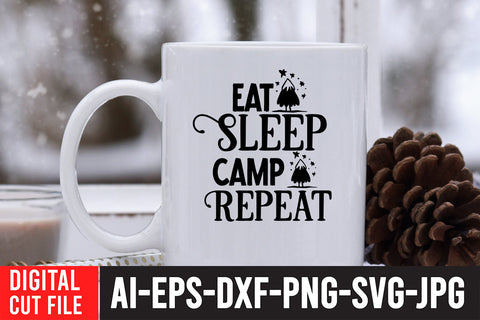 Eat Sleep Camp Repeat SVG Cut File SVG BlackCatsMedia 