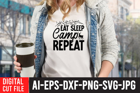 Eat Sleep Camp Repeat SVG Cut File SVG BlackCatsMedia 
