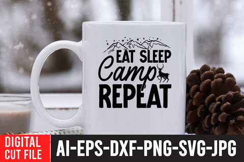 Eat Sleep Camp Repeat SVG Cut File SVG BlackCatsMedia 