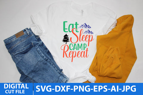 Eat Sleep Camp Repeat SVG Design , Eat Sleep Camp Repeat SVG Cut File SVG BlackCatsMedia 