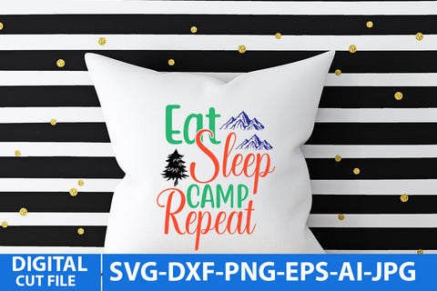 Eat Sleep Camp Repeat SVG Design , Eat Sleep Camp Repeat SVG Cut File SVG BlackCatsMedia 