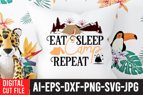 Eat Sleep Camp Repeat T-Shirt Design ,Eat Sleep Camp Repeat SVG Cut File SVG BlackCatsMedia 