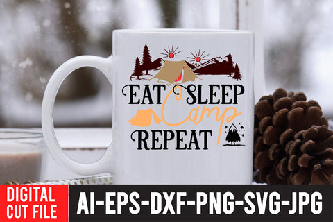 Eat Sleep Camp Repeat T-Shirt Design ,Eat Sleep Camp Repeat SVG Cut File SVG BlackCatsMedia 
