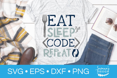 Eat Sleep Code Repeat SVG SVG SavanasDesign 