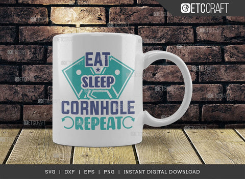 Eat Sleep Cornhole Repeat SVG Cut File, Cornhole Player Svg, Cornhole gameSvg, Corn Hole Gift Svg, Cornhole Quotes, ETC T00597 SVG ETC Craft 