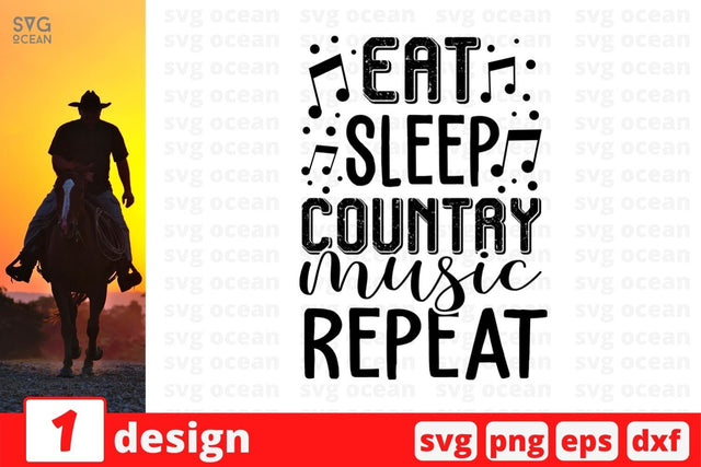 Eat sleep country music repeat SVG Cut File SVG SvgOcean 