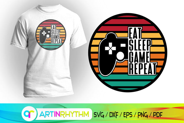 eat sleep game repeat, game svg, gamer svg SVG Artinrhythm shop 