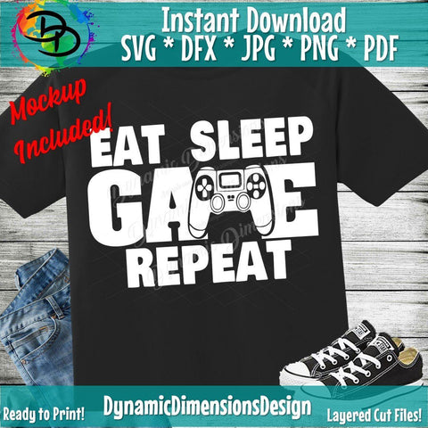 Eat Sleep Game Repeat SVG DynamicDimensionsDesign 