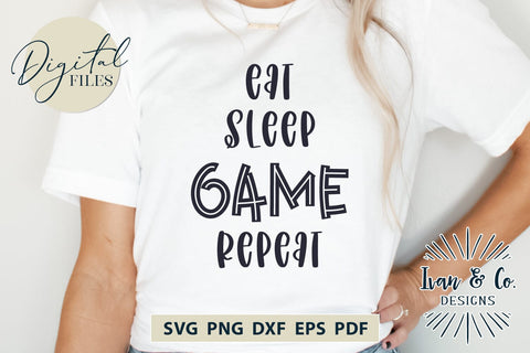 Eat Sleep Game Repeat SVG Files, Cricut Svg, Silhouette Designs, Digital Cut Files, DXF PNG (77069227CF) SVG Ivan & Co. Designs 