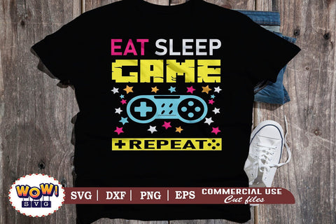 Eat Sleep Game Repeat SVG Cut File