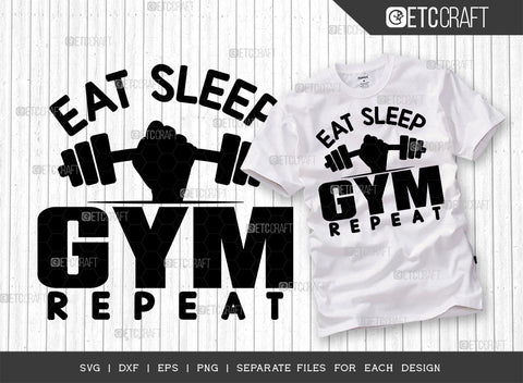 Eat Sleep Gym Repeat SVG Bundle, Weights Svg, Gym Svg, Fitness Svg, Workout Svg, Bodybuilding Svg, Gym Quotes, ETC T00193 SVG ETC Craft 