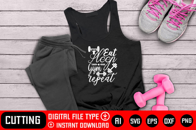 Eat Sleep Gym Repeat SVG CraftlabSvg29 