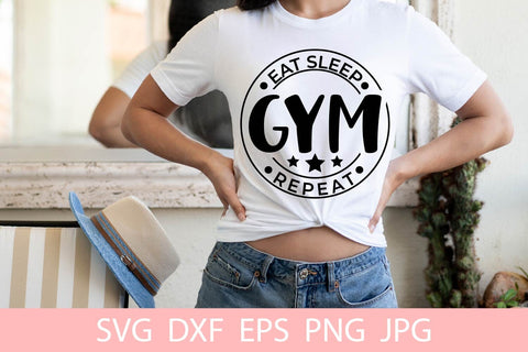 Eat Sleep Gym Repeat Workout SVG File Free For Commercial Use SVG Sintegra 