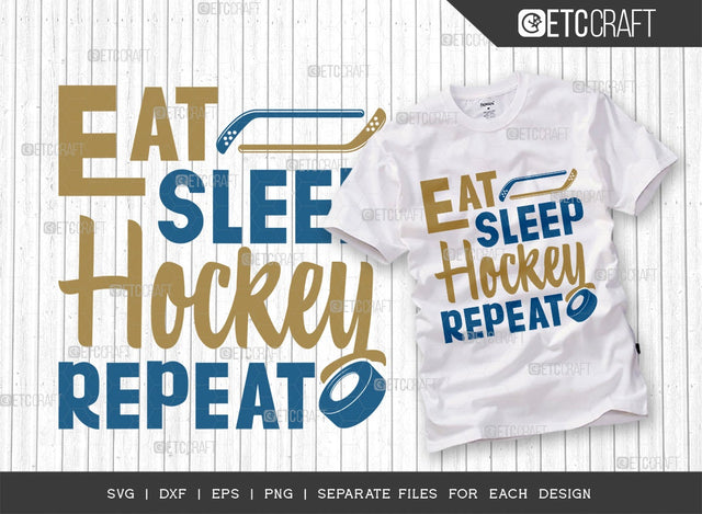 Eat Sleep Hockey Repeat SVG Cut File | Sports Svg | Ice Hockey Svg | Hockey Svg | Hockey Puck Svg | Hockey Quote Design SVG ETC Craft 