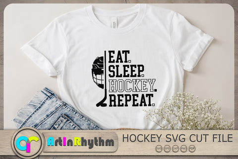 Eat Sleep Hockey Repeat Svg, Hockey Svg, Ice Hockey Svg, Hockey Shirt Design, Hockey Clipart SVG Artinrhythm shop 