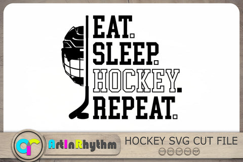 Eat Sleep Hockey Repeat Svg, Hockey Svg, Ice Hockey Svg, Hockey Shirt Design, Hockey Clipart SVG Artinrhythm shop 