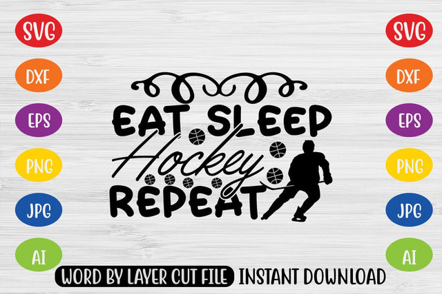 Eat Sleep Hockey Repeat SVG MStudio 