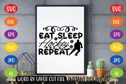 Eat Sleep Hockey Repeat SVG MStudio 